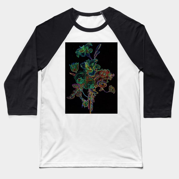 Black Panther Art - Flower Bouquet with Glowing Edges 5 Baseball T-Shirt by The Black Panther